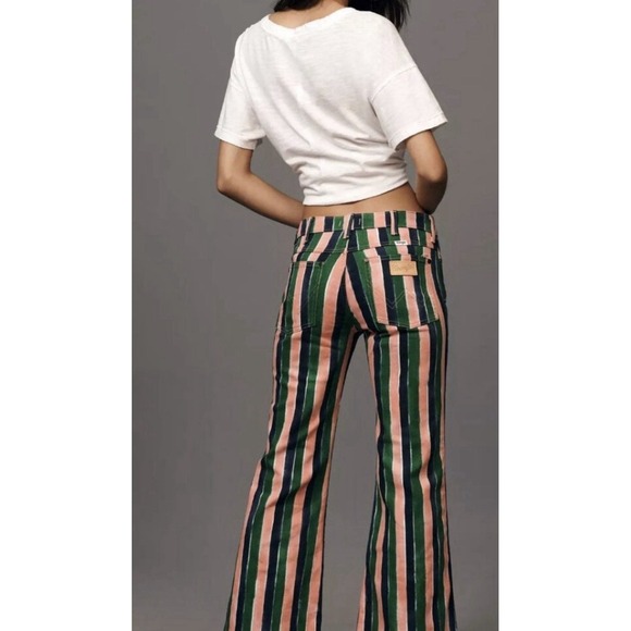 Free People Wrangler Colorful Stripe Mid-Rise Jeans Sizes 28 NWOT - SO FUN - Picture 8 of 9